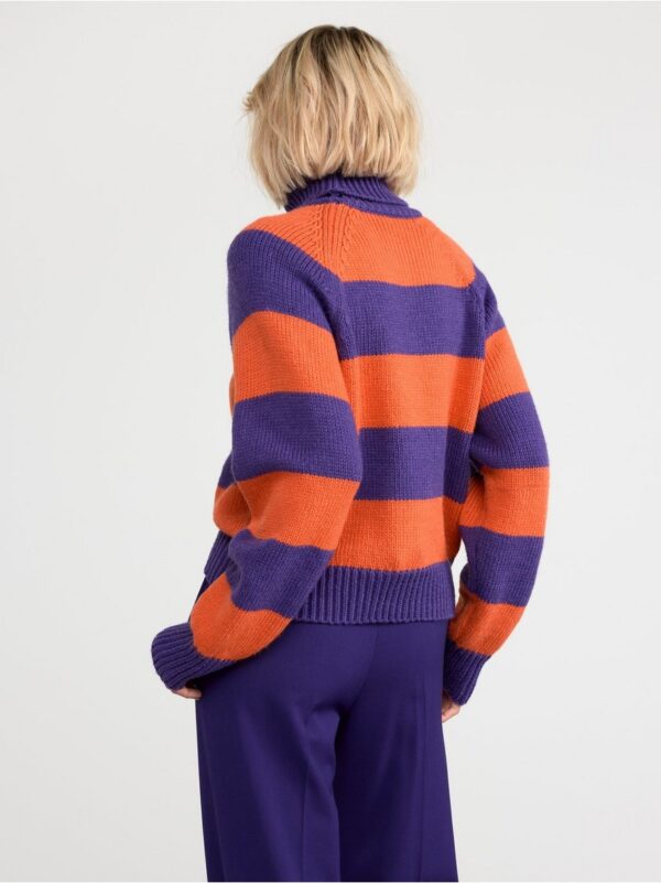 Knitted turtleneck jumper with stripes - 8483308-8669