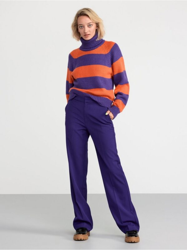 Knitted turtleneck jumper with stripes - 8483308-8669