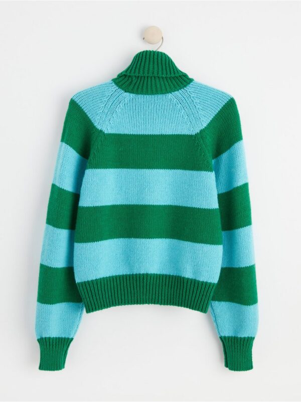 Knitted turtleneck jumper with stripes - 8483308-9616