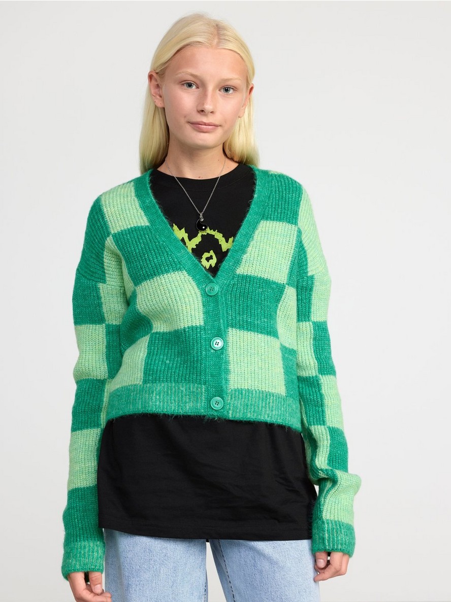 Checked knitted cardigan - 8483793-5818
