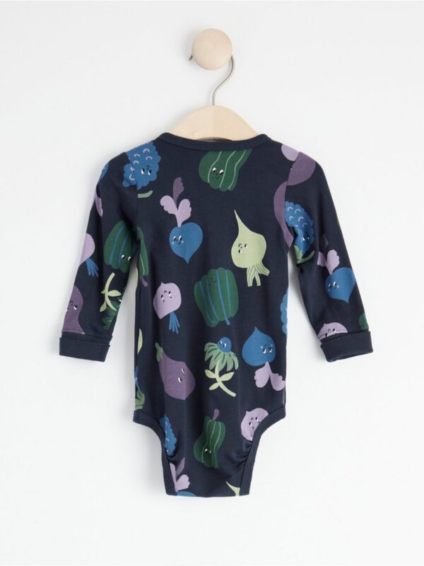 Long sleeve wrap bodysuit with vegetables - 8494132-2521