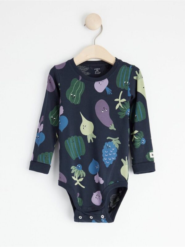 Long sleeve bodysuit with vegetables - 8494133-2521