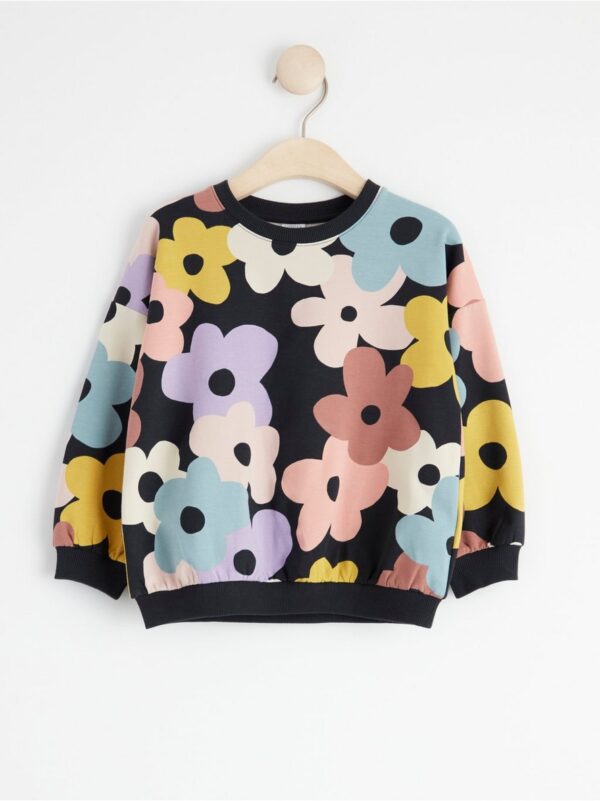 Sweatshirt with brushed inside and flowers - 8495278-6959