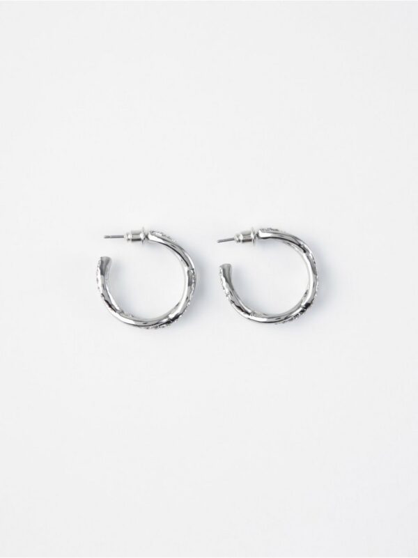 Twisted hoop earrings with rhinestones - 8503407-10