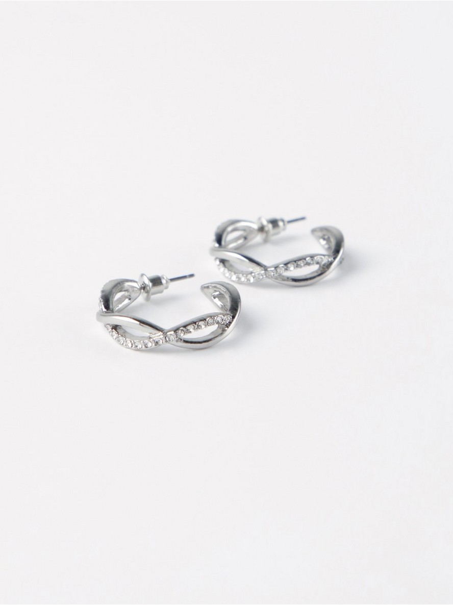 Twisted hoop earrings with rhinestones - 8503407-10