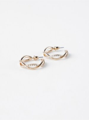 Twisted hoop earrings with rhinestones - 8503407-20