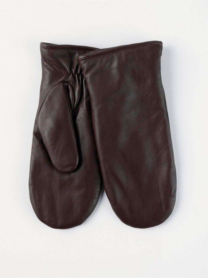 Leather mittens with pile lining - 8247477-208
