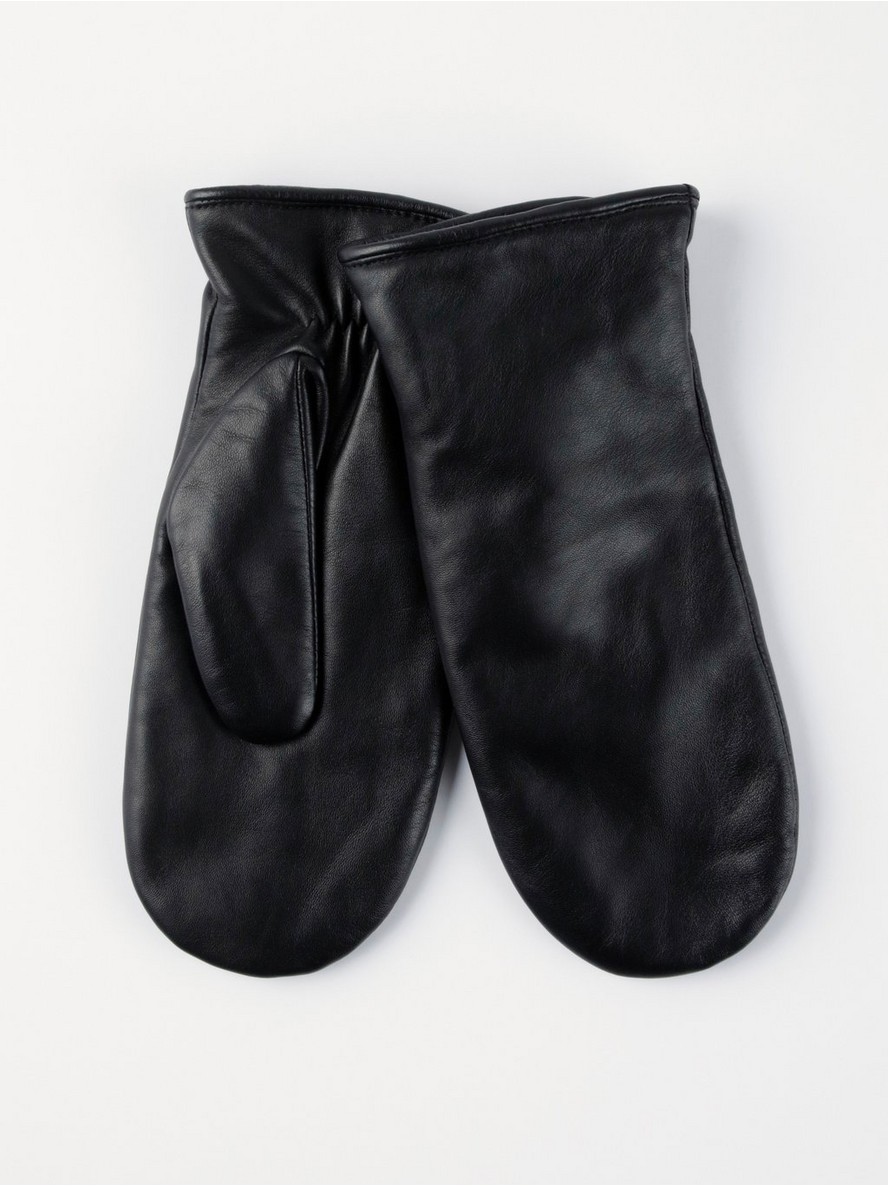 Leather mittens with pile lining - 8247477-80
