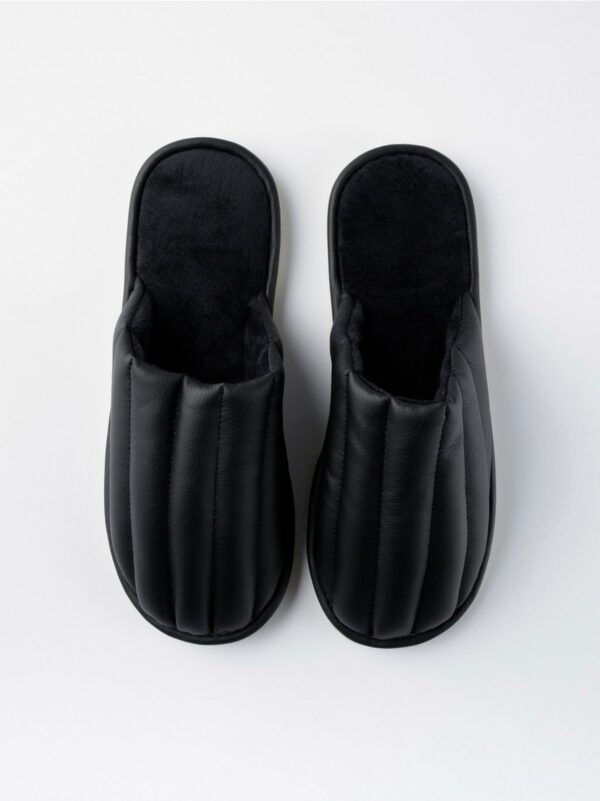 Padded faux leather slippers - 8433231-80