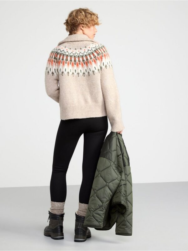 High neck knitted jumper with half zip - 8437697-3448