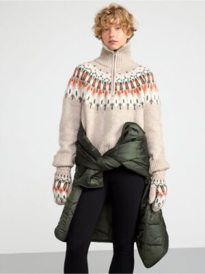 High neck knitted jumper with half zip - 8437697-3448
