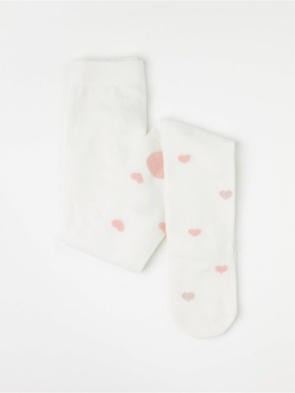 Fine-knit tights with hearts - 8438754-325