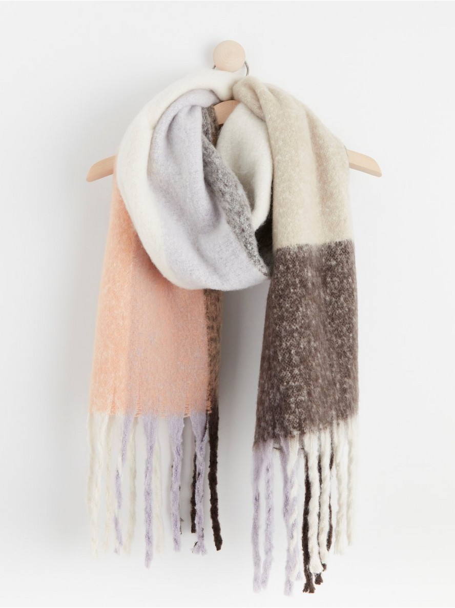 Checked scarf with fringes - 8450679-6215