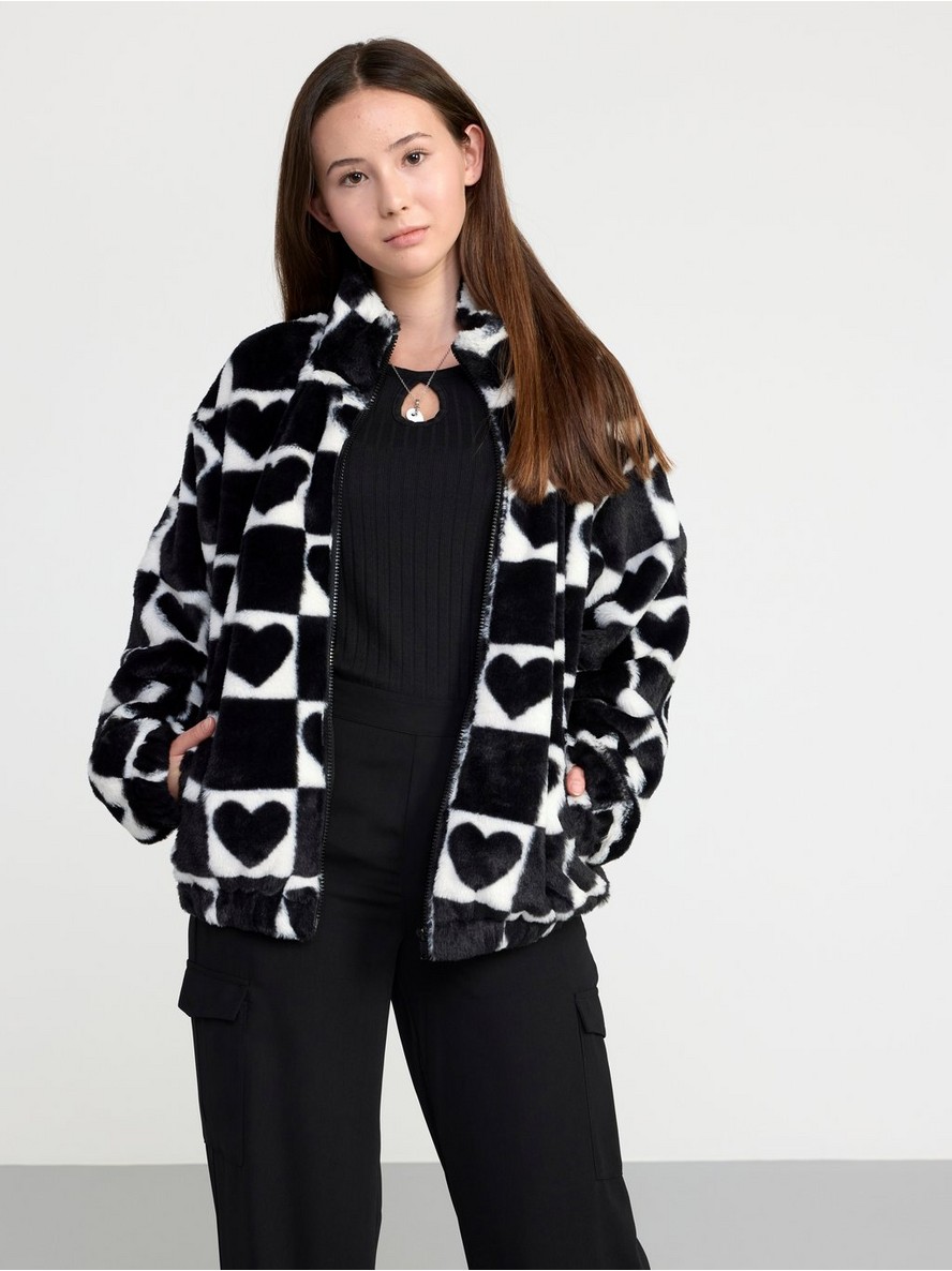 Dzemper – Checked fake fur jacket