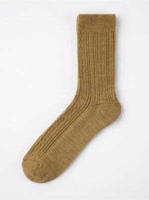 Cable-knit merino wool blend socks - 8452518-8537
