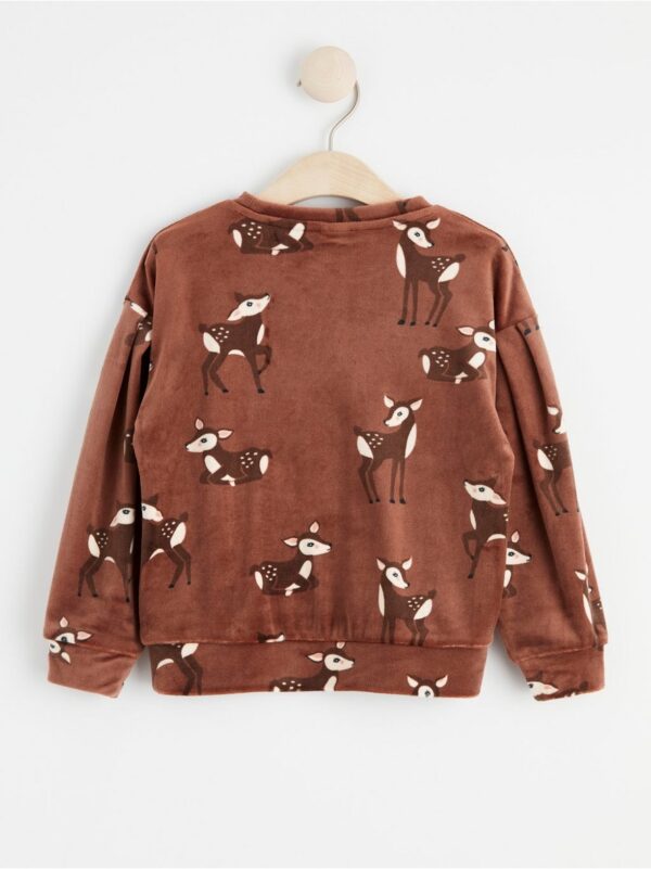 Velour sweatshirt with deer print - 8462011-2724
