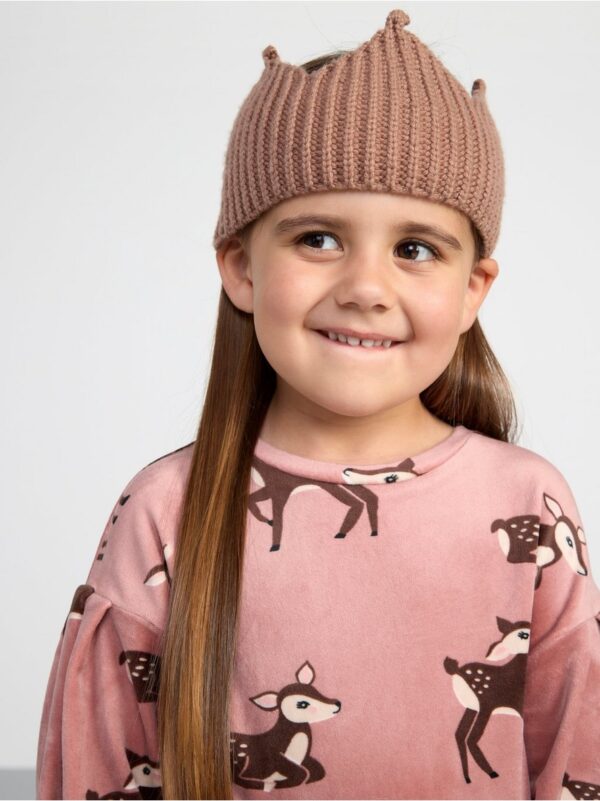 Velour sweatshirt with deer print - 8462011-7658