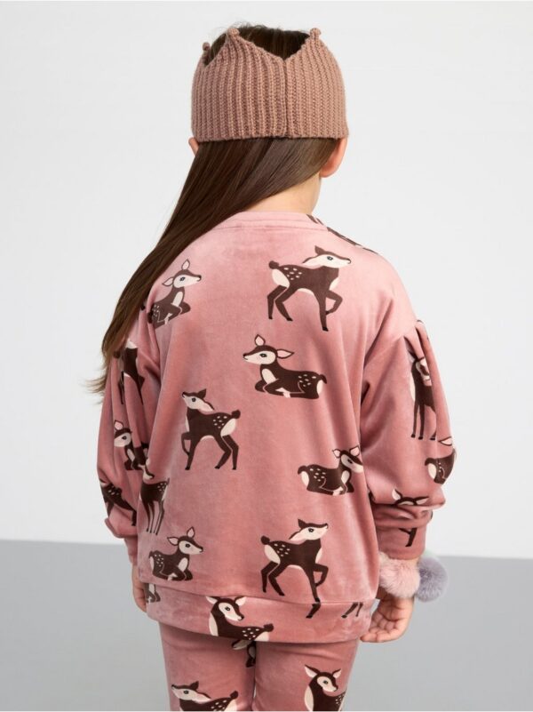 Velour sweatshirt with deer print - 8462011-7658