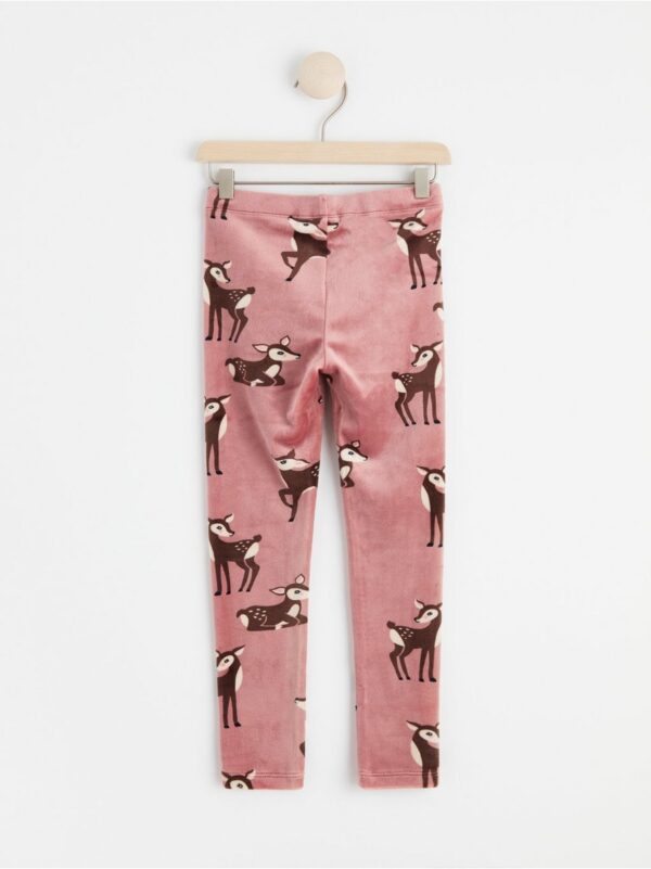 Velour leggings with deer print - 8462012-7658