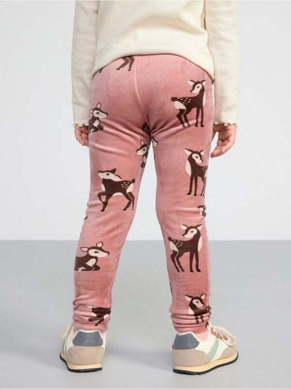 Velour leggings with deer print - 8462012-7658