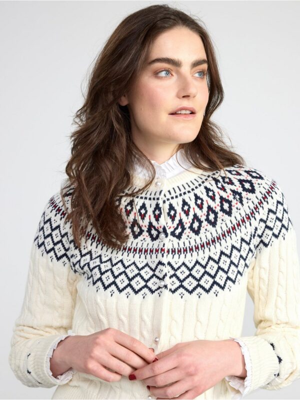 Cable-knit fair isle cardigan - 8467237-7488