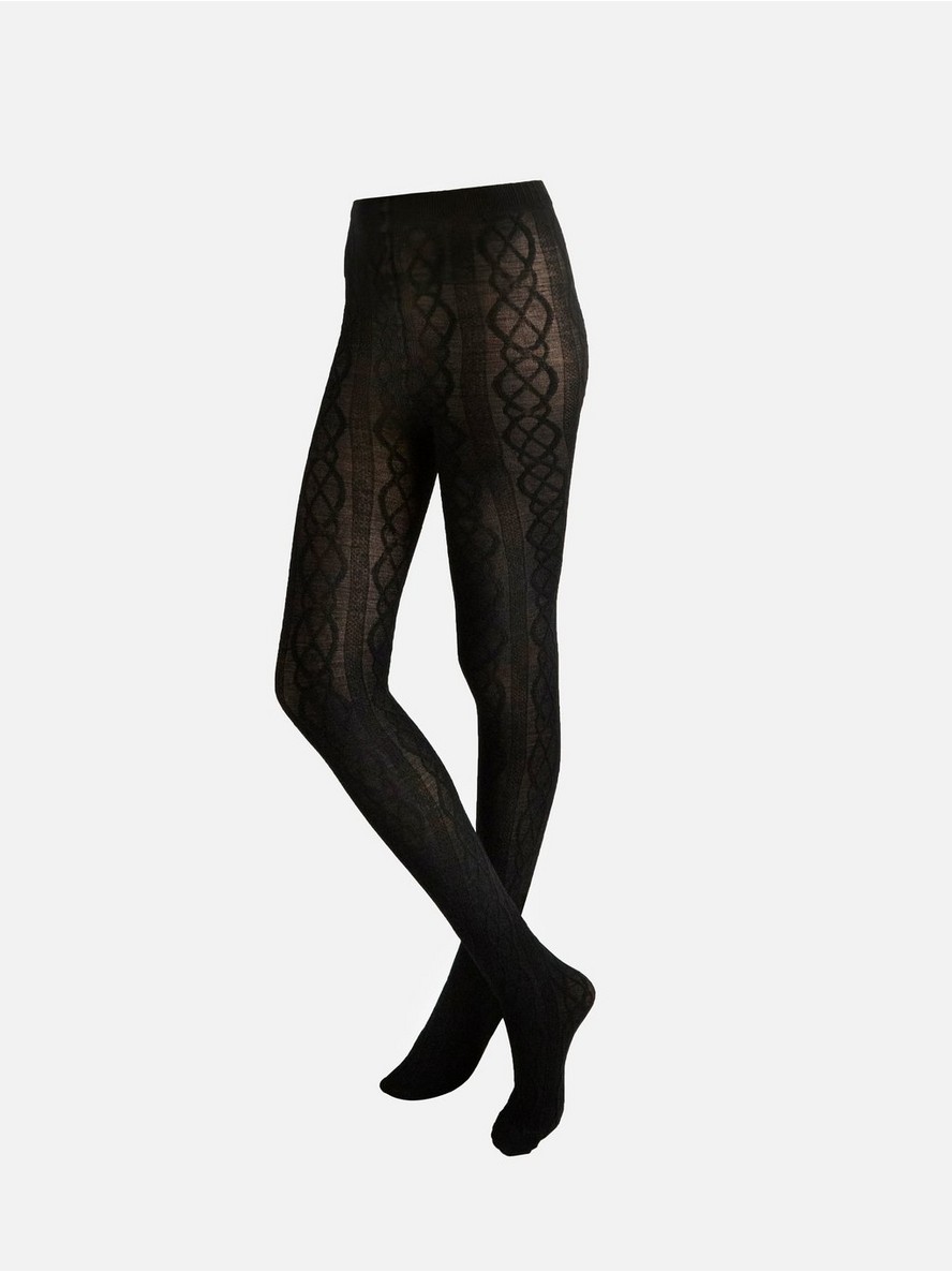 Cable knit merino blend tights - 8479333-80