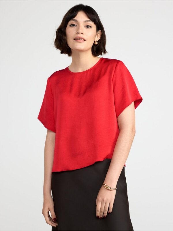 Short sleeve satin blouse - 8480969-9873