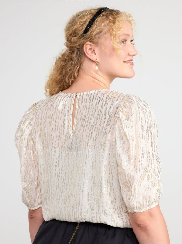 Puff sleeve top with glitter - 8483901-300