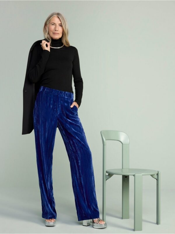 Straight velvet trousers with regular waist - 8484909-1967