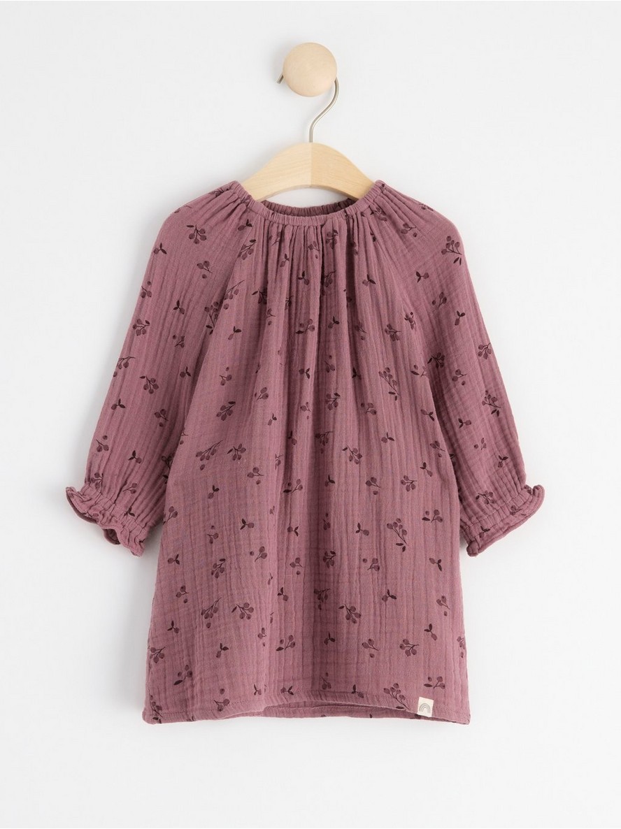 Crinkled cotton dress with rowan berries - 8486669-9438
