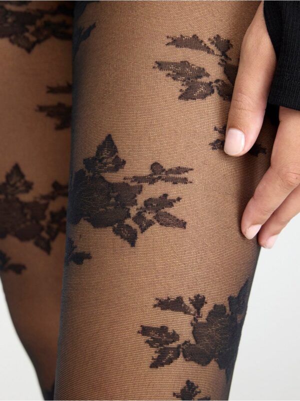 Semi shine tights 20 denier with flowers - 8487624-80