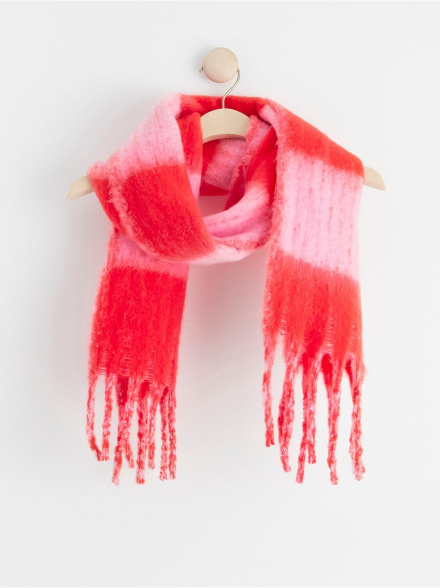 Checked scarf with fringes - 8503267-7855