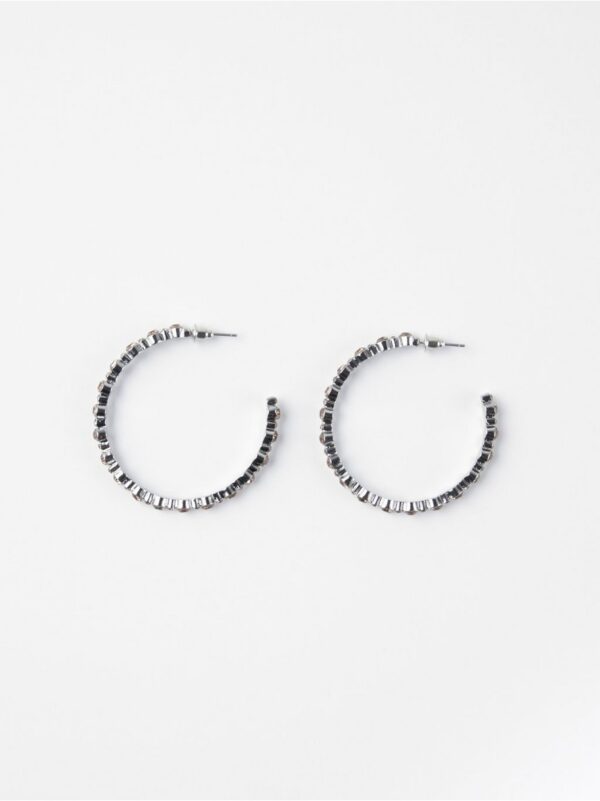 Hoop earrings with rhinestones - 8503453-4218