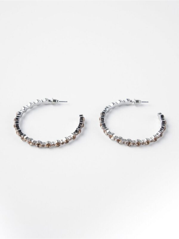 Hoop earrings with rhinestones - 8503453-4218