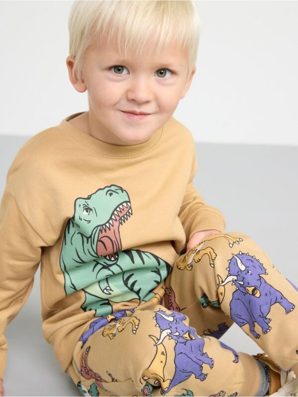 Trousers with brushed inside and dinosaurs - 8509942-1650