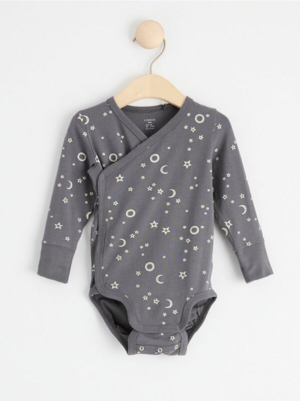 Long sleeve wrap bodysuit with stars - 8522173-7486