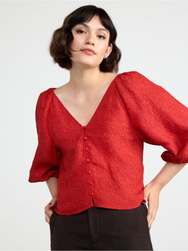 Crinkled puff sleeve blouse - 8527162-7438