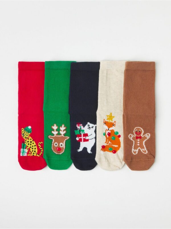 5-pack socks with Christmas motifs - 8416494-2150