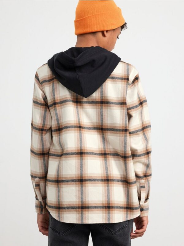 Checked overshirt with hood - 8417705-9428