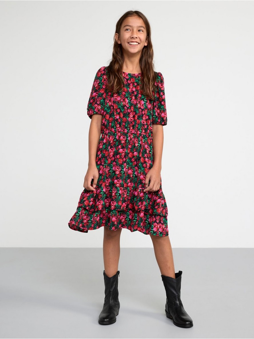 Short sleeve dress with flowers - 8469505-80