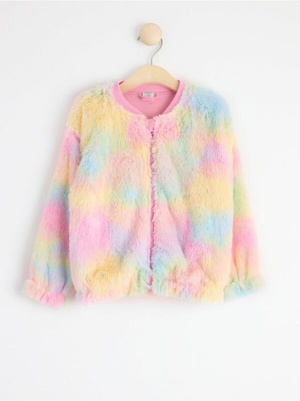 Fake fur jacket in rainbow colours - 8475623-9619