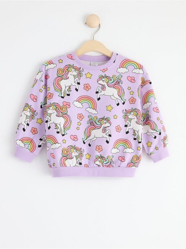 Sweatshirt with brushed inside and unicorns - 8497691-6965