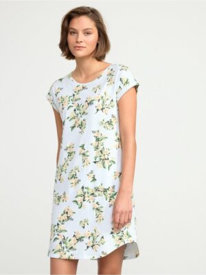 Night dress with stripes and flowers - 8498984-7859