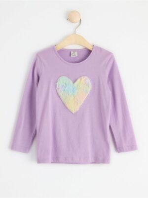 Long sleeve top with furry heart - 8502782-6965