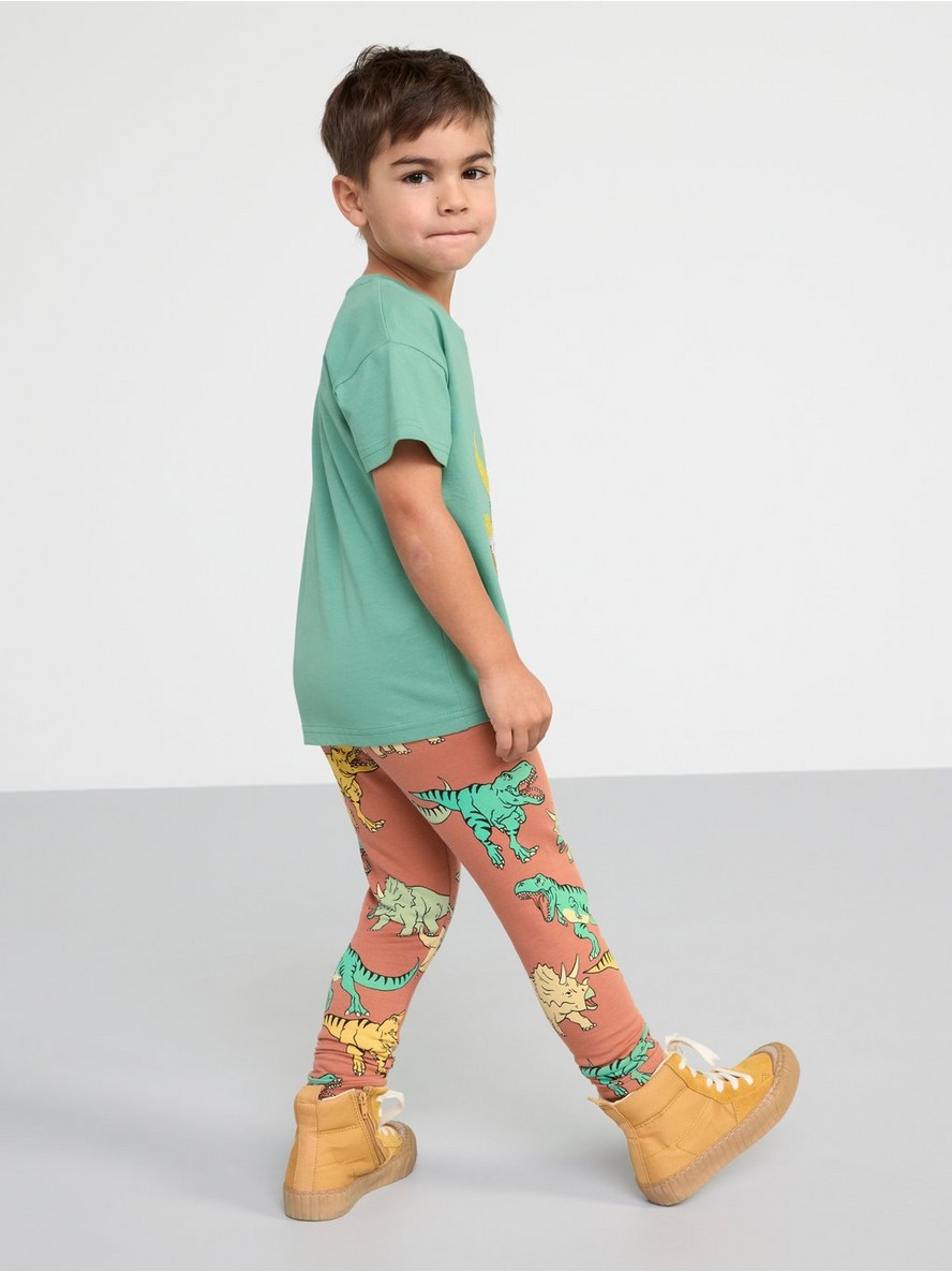 Leggings with brushed inside and dinosaurs - 8509943-2486
