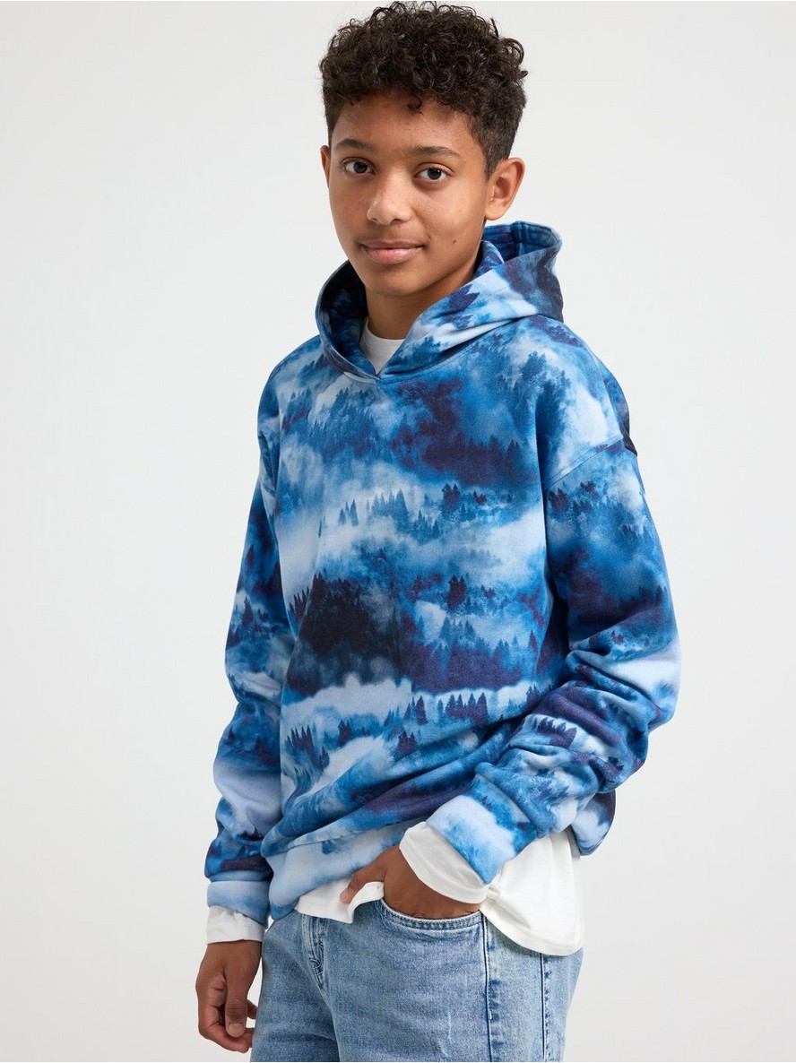 Dukserica – Hoodie with allover print and brushed inside