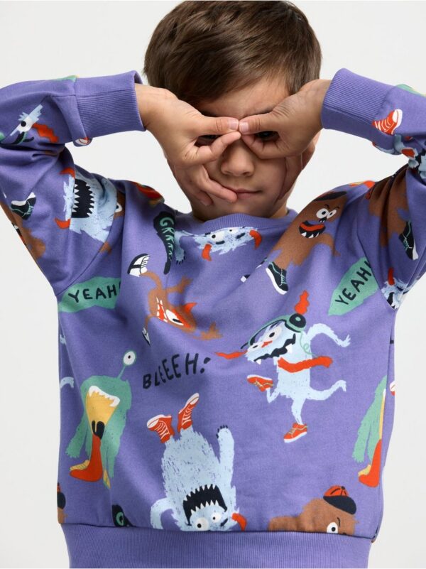 Sweatshirt with monsters and brushed inside - 8533608-1198