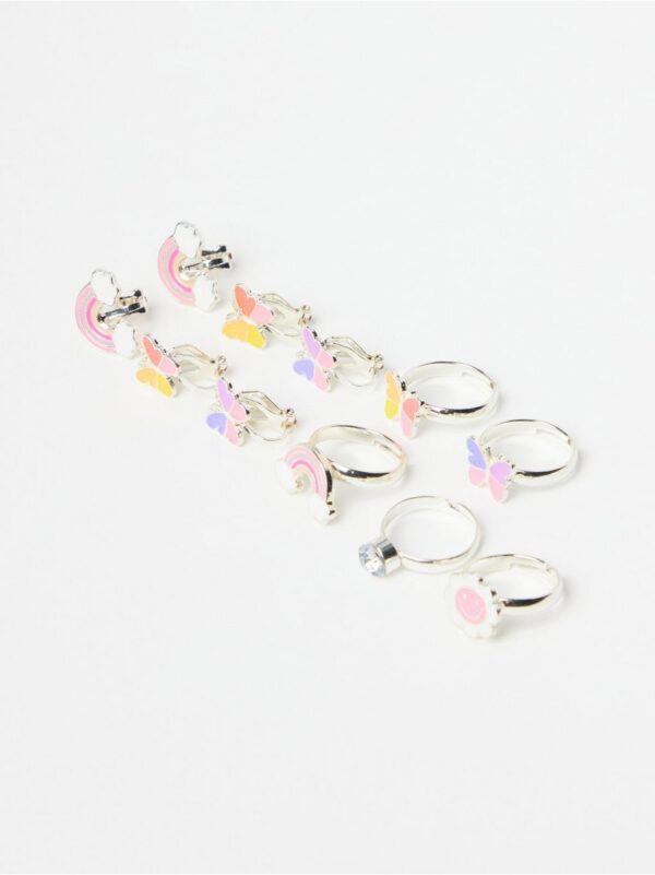 8-pack rings and clip on earrings - 8534536-10