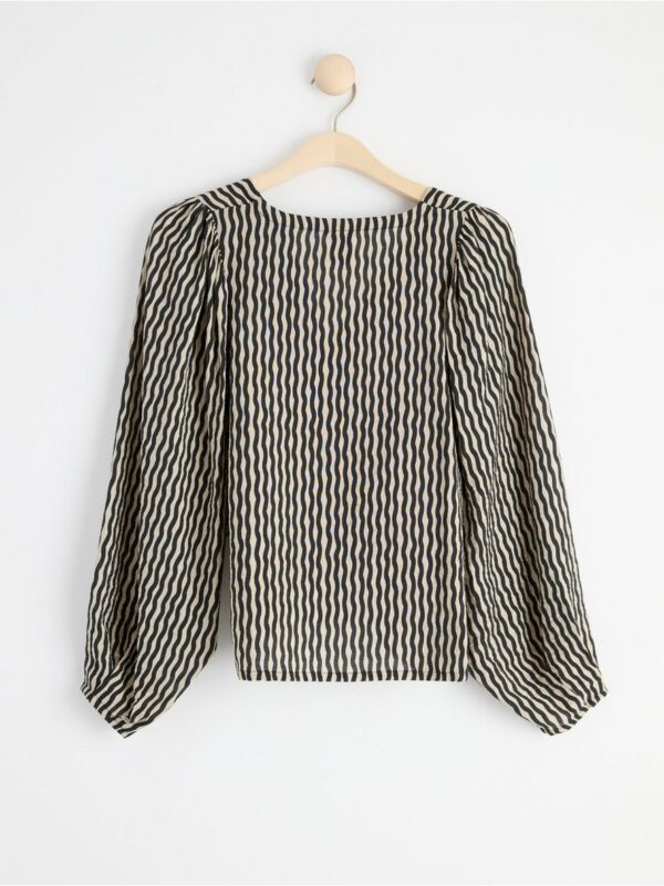 Patterned blouse with puff sleeves - 8535800-80