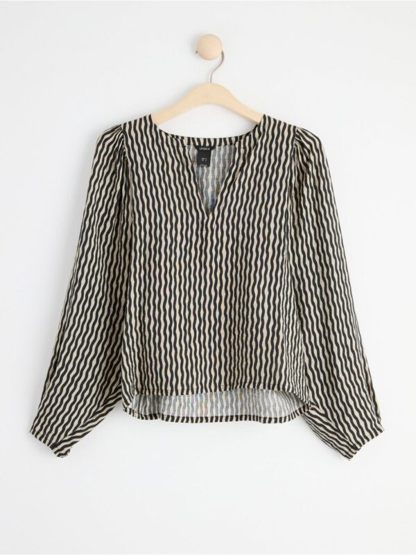 Patterned blouse with puff sleeves - 8535800-80